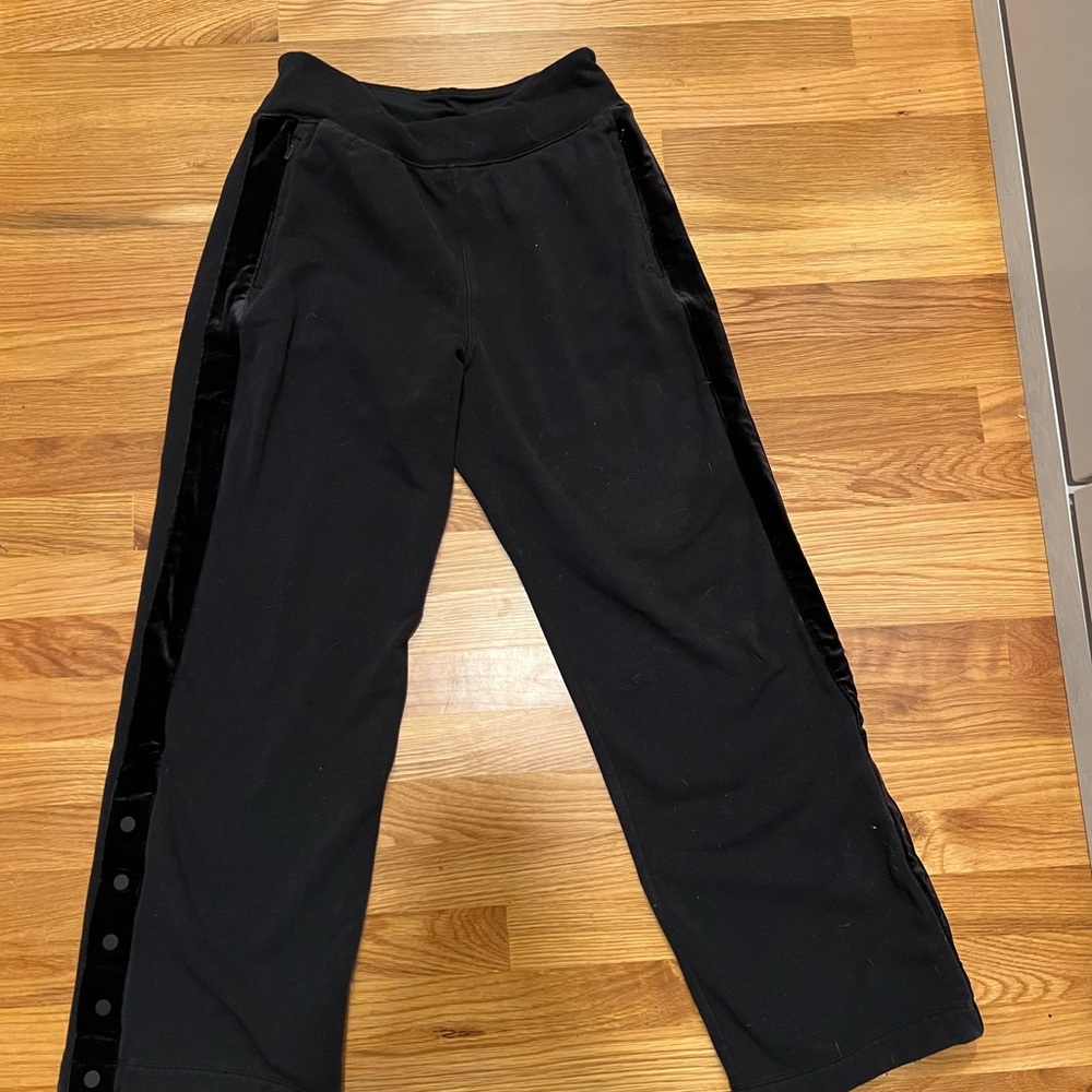 Athleta Retroplush Black Wide Leg Pants with Side Accents